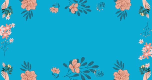 Animacja Kwiatã Poruszajä Cych Siä Hipnotycznym Ruchu Miejsca Kopiowania Niebieskim — Wideo stockowe