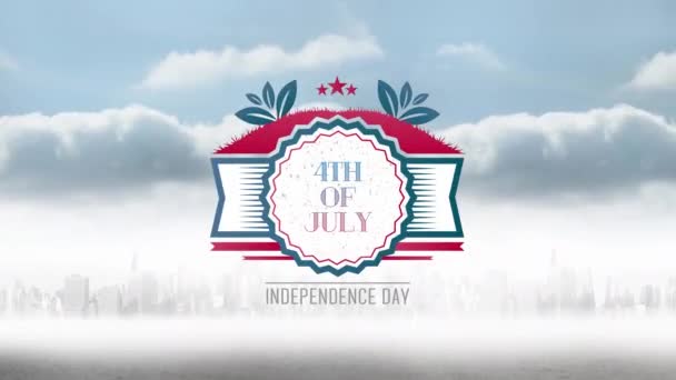 Animation Des Textes Zum Unabhängigkeitstag Juli Über Dem Stadtbild Amerikanischer — Stockvideo