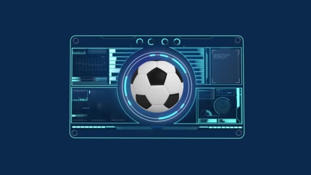 Animación Los Alcances Escaneo Procesamiento Datos Sobre Fútbol Deportes Globales — Vídeo de stock