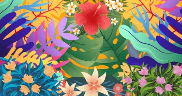 Animation Von Blumen Hypnotischer Bewegung Auf Orangefarbenem Hintergrund Farbe Natur — Stockvideo