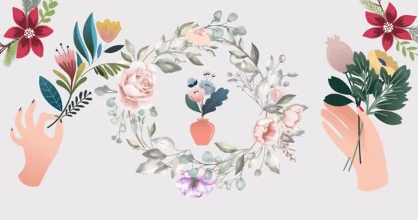 Animace Prodeje Line Nyní Text Smartphone Přes Květiny Pohybující Hypnotickém — Stock video