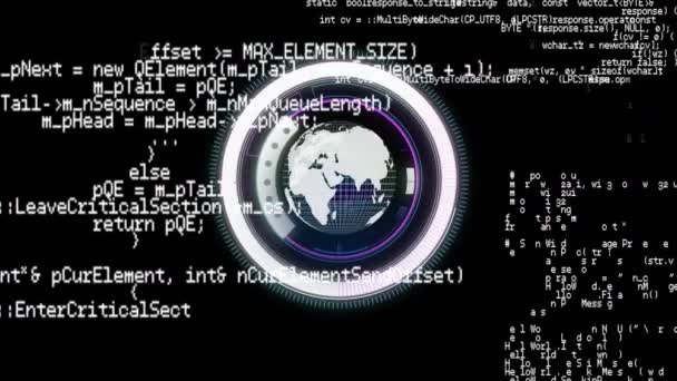 Анимация Вращения Глобуса Сканирования Обработки Данных Глобальные Технологии Обработка Данных — стоковое видео