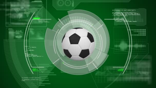 Animación Los Alcances Escaneo Procesamiento Datos Sobre Fútbol Deportes Globales — Vídeos de Stock