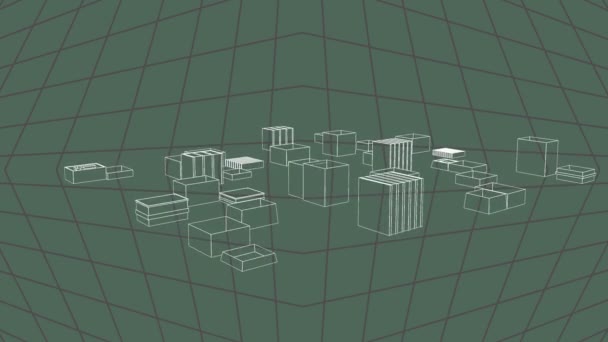Анимация Архитектуры Города Вращающейся Над Сеткой Глобальная Архитектура Технологии Обработка — стоковое видео