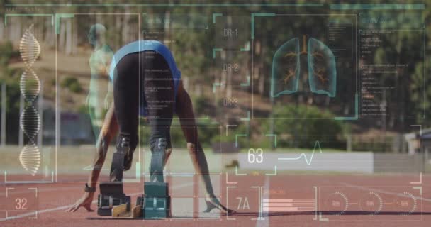 Animazione Dell Elaborazione Digitale Dei Dati Atleta Disabile Sesso Maschile — Video Stock