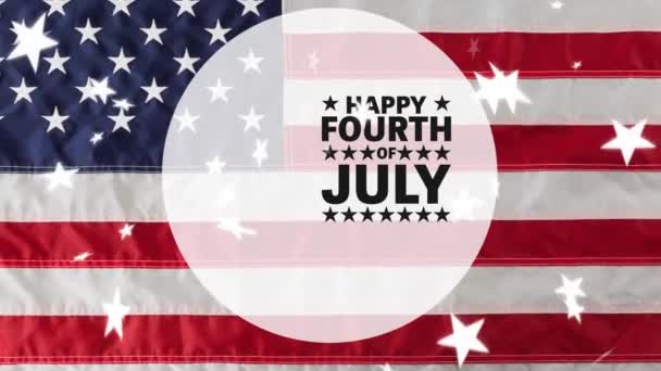 Animation Des Glücklichen Vierten Julis Text Über Der Amerikanischen Flagge — Stockvideo