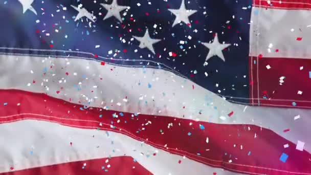 Animace Čtvrtého Červencového Textu Nad Vojenským Pozdravem Americkou Vlajkou Americký — Stock video