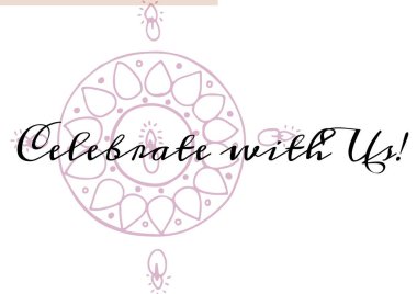 Beyaz arka planda dekoratif çiçek tasarımına karşı olan metni bizimle birlikte kutlayın. davet kart şablonu tasarım kavramı