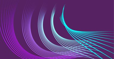 Dijital olarak oluşturulan neon dijital dalgaların görüntüsü mor arkaplana karşı. doku ve tasarım ile teknoloji arkaplanı