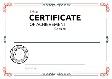 Dekoratif çerçeve şablonu ve kopyalama alanı ile başarı sertifikası şablonu. Sertifika şablonu tasarım kavramı