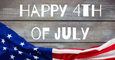 Bağımsızlık Gününüz kutlu olsun. Ahşap arka planda Amerikan bayrağı. Amerika 'nın bağımsızlık şablonu arka plan tasarım kavramı