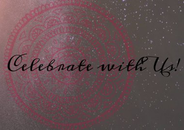 Dekoratif çiçek tasarımları ve gri arka planda beyaz lekeler hakkındaki metni bizimle birlikte kutlayın. davet kart şablonu tasarım kavramı