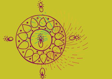 Sarı arka planda dekoratif çiçek tasarımının dijital olarak oluşturulmuş görüntüsü. davetiye kartı arkaplan şablonu tasarımı kavramı