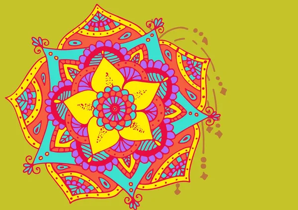 Immagine Generata Digitalmente Disegni Floreali Decorativi Colorati Sullo Sfondo Giallo — Foto Stock