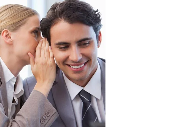 Composition Businesswoman Whispering Ear Businessman Business Politics Bullying Workplace Concept — Stock Photo, Image