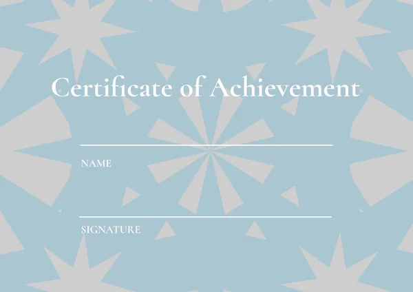 Сертифікат Досягнення Копією Простору Тлі Синього Квіткового Дизайну Сірому Фоні — стокове фото
