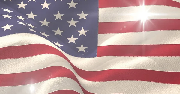 Ljuspunkt Mot Den Amerikanska Flaggan Amerikansk Patriotism Och Oberoende Mall — Stockfoto