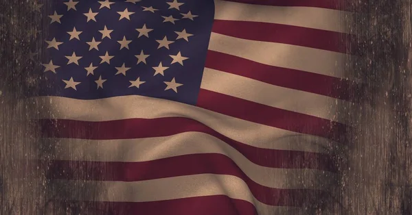 Composición Arañazos Angustiados Sobre Bandera Americana Ondeando Sombra Patriotismo Independencia — Foto de Stock
