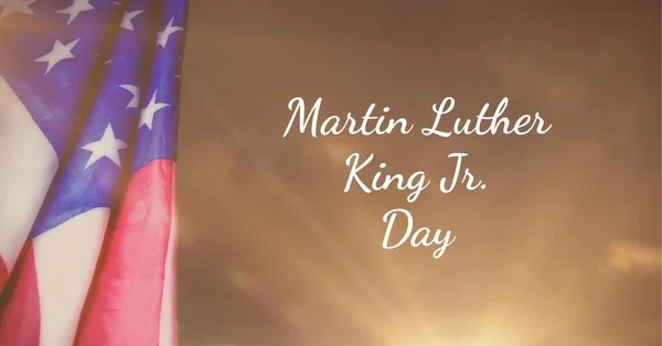 Feliz Martin Luther King Day Texto Bandera Americana Contra Punto — Foto de Stock