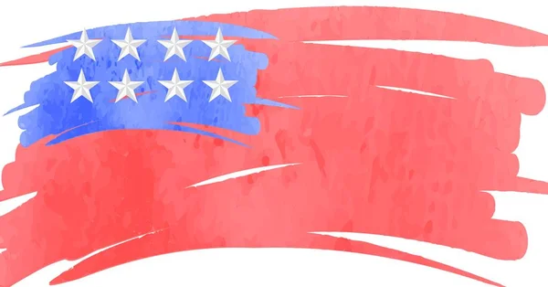 Kompozycja Malowanych Amerykańskich Gwiazd Flagi Paski Wzór Białym Tle Stany — Zdjęcie stockowe
