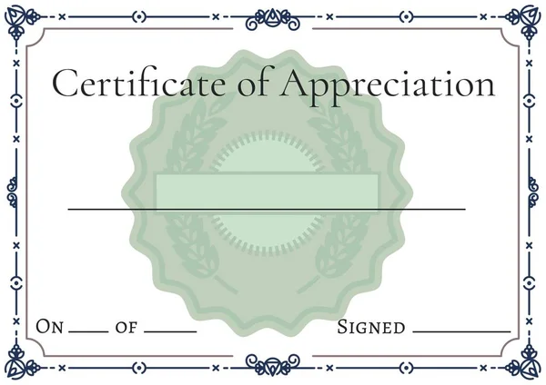 Certificado Apreciación Con Corona Decorativa Patrón Marco Con Espacio Copia — Foto de Stock