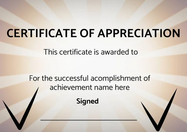 Template Certificate Appreciation Copy Space Orange Radial Background Certificate Template — Stock Photo, Image