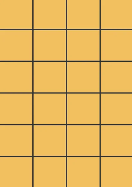Skład Brązowej Linii Kwadratowej Siatki Ciemnożółtym Tle Projekt Szablonu Karty — Zdjęcie stockowe