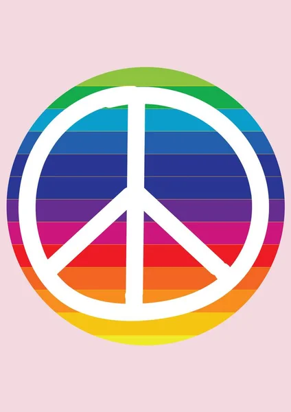Složení Mírového Symbolu Duhovým Kruhem Kopírovacím Prostorem Růžovém Pozadí Láska — Stock fotografie
