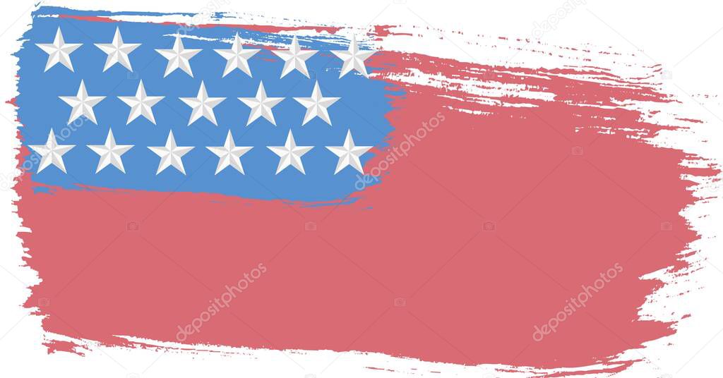 Composition of painted american flag stars and stripes pattern on white background. united states of america patriotism and independence concept digitally generated image.