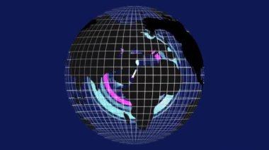 Dünya, veri işleme ve bağlantı ağı ile kapsam taramasının animasyonu. küresel bilim, ağlar, teknoloji ve bağlantılar konsepti dijital olarak oluşturulmuş video.