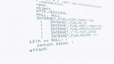 Kapsam taraması ile veri işleme animasyonu. global teknoloji, hesaplama, bağlantılar ve veri işleme kavramı dijital olarak oluşturulmuş video.