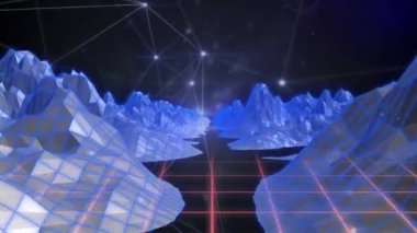 3D harita ve ızgara üzerindeki bağlantı ağının animasyonu. küresel bağlantılar, teknoloji ve veri işleme kavramı dijital olarak oluşturulmuş video.