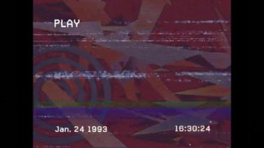 Kırmızı arkaplandaki ekranda dijital arayüz kaydının canlandırılması. Veri işleme. küresel vintage bağlantılar ve dijital arayüz konsepti dijital olarak oluşturulmuş video.