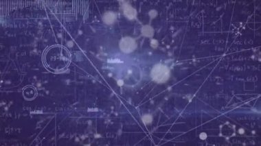 Mor arkaplandaki moleküllerle bağlantı ağının animasyonu. küresel bilim, tıp, bağlantılar, teknoloji ve veri işleme kavramı dijital olarak oluşturulmuş video.