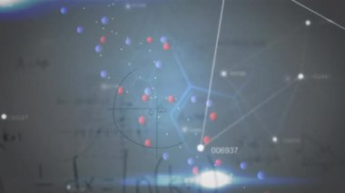 DNA iplikçiklerinin dönmesi ve bilimsel veri işleme animasyonu. küresel bilim, araştırma, teknoloji ve dijital arayüz kavramı dijital olarak oluşturulmuş video.