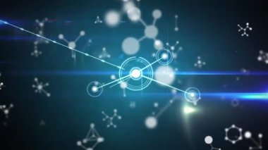 Bağlantı ağlarıyla tarama yapan dürbünlerin animasyonu. küresel bilim, ağlar, teknoloji ve bağlantılar konsepti dijital olarak oluşturulmuş video.