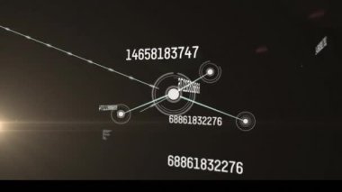 Sayıların animasyonu, bağlantılar ağı ve veri işleme. küresel iş, veri işleme, teknoloji ve dijital arayüz kavramı dijital olarak oluşturulmuş video