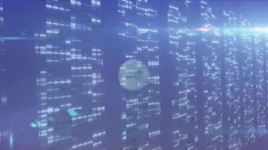 Parlak veri işleme ile dünyanın animasyonu. küresel ağlar, teknoloji ve bağlantılar konsepti dijital olarak oluşturulmuş video.