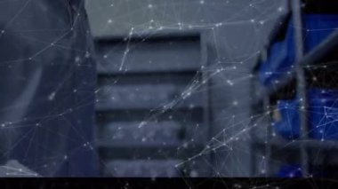 Laboratuvarda çalışan bilim adamları üzerindeki bağlantı ağının animasyonu. küresel bilim ve ağlar konsepti dijital olarak oluşturulmuş video.