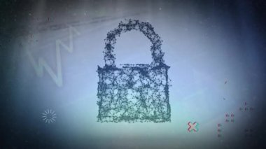 Belgeler ve bilgiler üzerine asma kilit bağlantısı animasyonu. küresel iletişim ve çevrimiçi güvenlik kavramı, dijital olarak oluşturulan video.