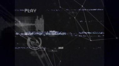 Veri işleme ve bağlantı ağıyla ekranda dijital arayüz oynatma animasyonu. küresel ağlar, teknoloji ve bağlantılar konsepti dijital olarak oluşturulmuş video.