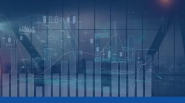 Finansal veri işleme ve istatistik kaydının animasyonu. küresel finans, iş, teknoloji ve bağlantılar konsepti dijital olarak oluşturulmuş video.