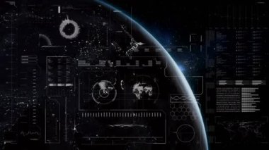 Tüm dünyada istatistik ve veri işleme animasyonları. küresel iş, ağlar, bağlantılar ve dijital arayüz konsepti dijital olarak oluşturulmuş video.