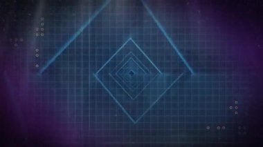 Hareket eden ışıkların animasyonu, QR kodu ve turta grafiği online arayüzdeki alışveriş arabası simgesi üzerinde. küresel iletişim, iş ve çevrimiçi alışveriş arayüzü kavramı, dijital olarak oluşturulmuş video.