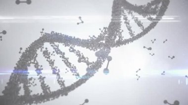 DNA ipliği ve moleküllerinin animasyonu. küresel bilim, araştırma, teknoloji ve veri işleme kavramı dijital olarak oluşturulmuş video.