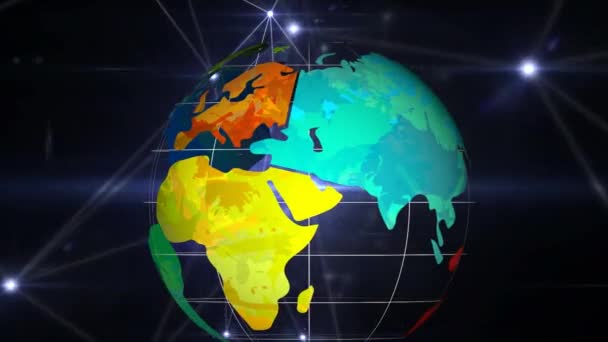 地球とのつながりのネットワークのアニメーション ネットワーク接続デジタルインターフェース技術データ処理概念デジタル生成ビデオ — ストック動画