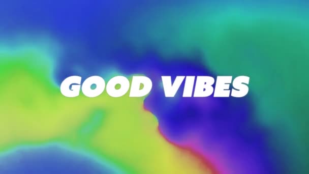 Animation Good Vibes Text Abstract Vibrant Patterned Background Social Media — Stock Video