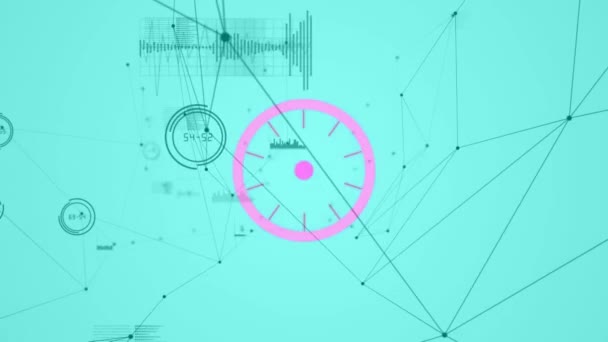 Animation Von Scanning Des Umfangs Netzwerk Von Verbindungen Und Datenverarbeitung — Stockvideo