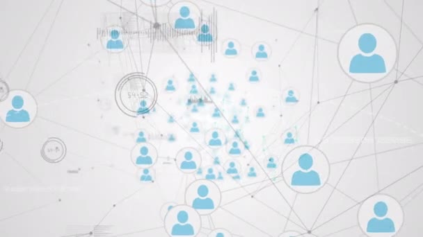Animación Red Conexiones Con Iconos Personas Través Del Procesamiento Datos — Vídeos de Stock