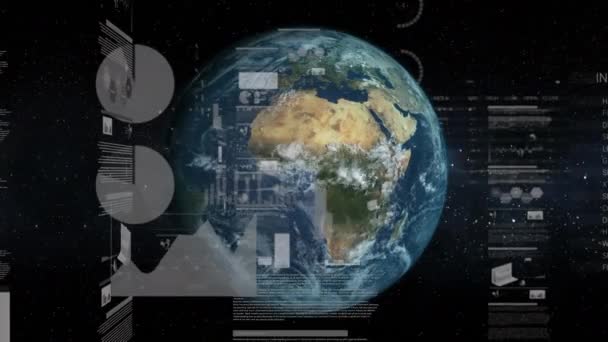 Animatie Van Statistieken Gegevensverwerking Hele Wereld Mondiaal Business Netwerken Verbindingen — Stockvideo